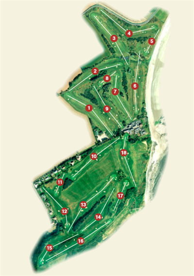 Overhead plan of Alnmouth Golf Club